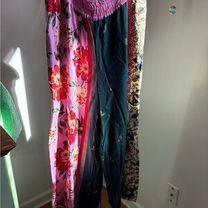 Anthropologie Somerset Pull on Pans Silky Edition Floral Wide-Leg Pants L Large